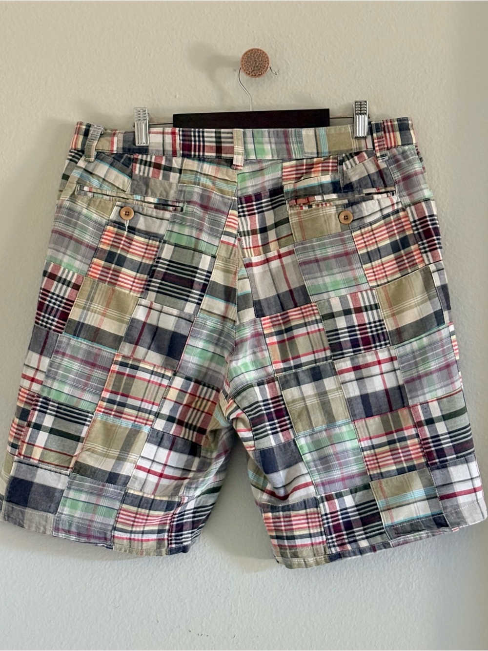 ORVIS Patchwork Madras Plaid Shorts | 100% Cotton | Size 34 - Picture 3 of 6